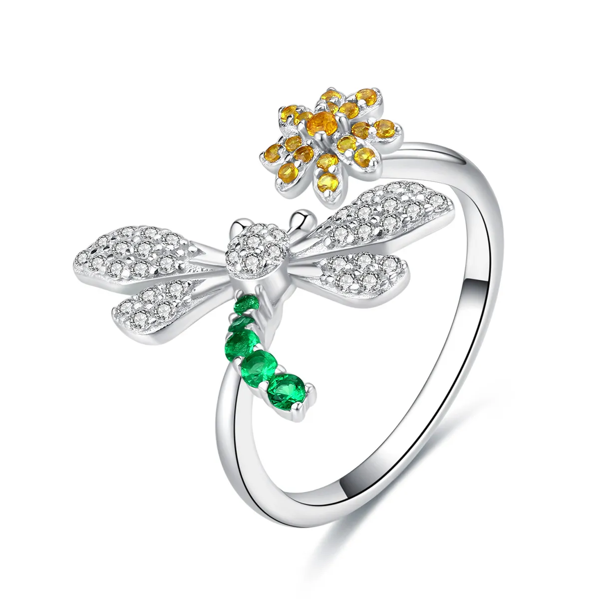 pandora style silver dragonfly daisy ring scr426
