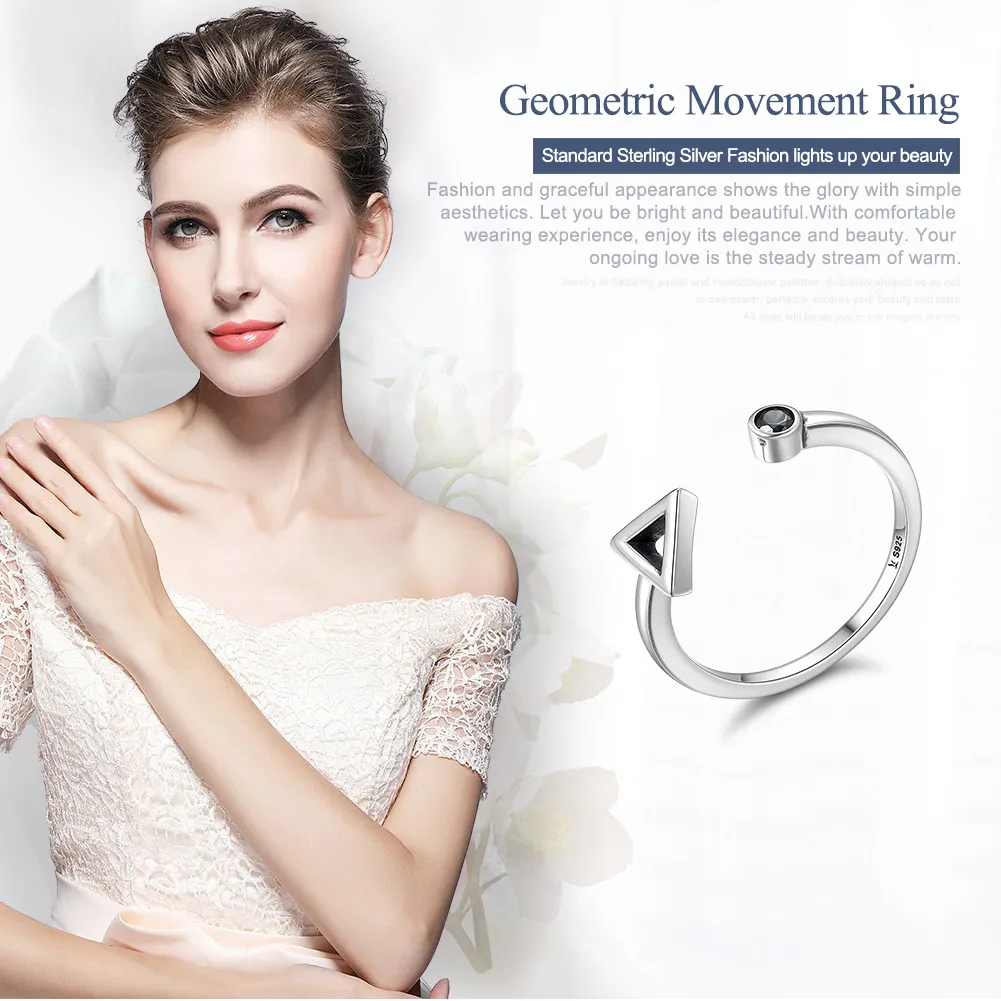 Pandora Style Silver Geometric Movement Ring - SCR144