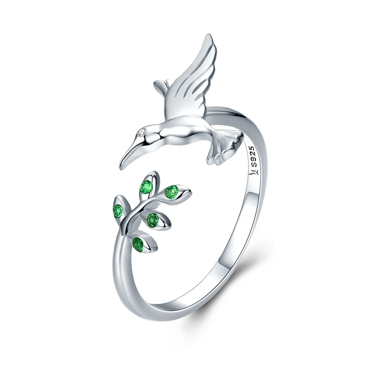 pandora style silver greetings from hummingbirds ring scr323