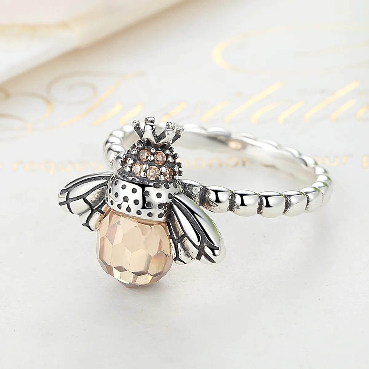 Pandora Style Silver Queen Bee Ring - SCR025