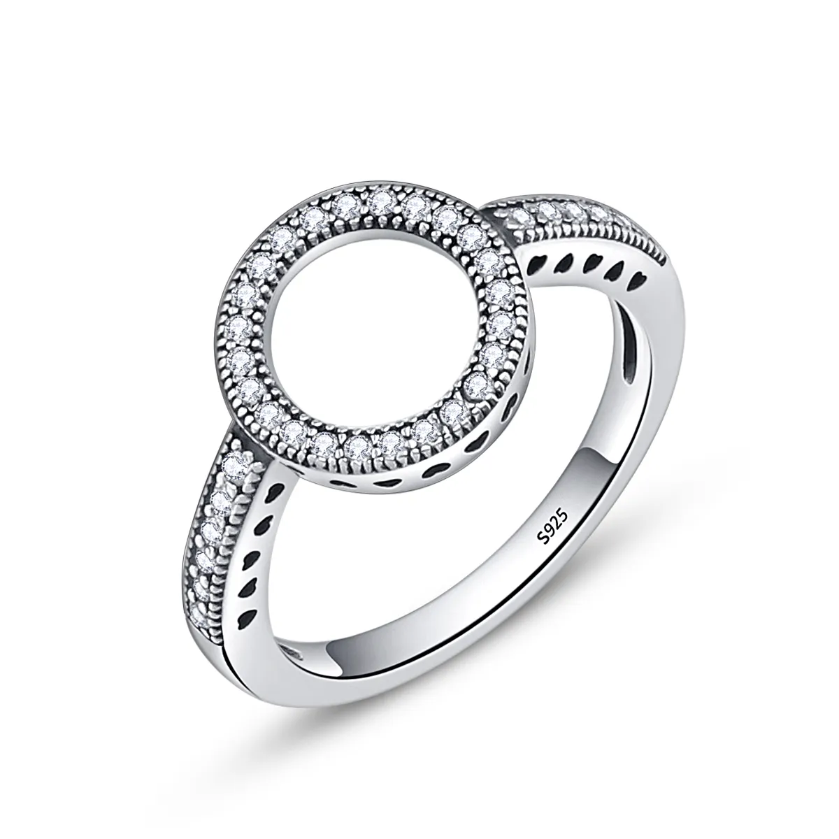 pandora style silver ring of halo ring scr041