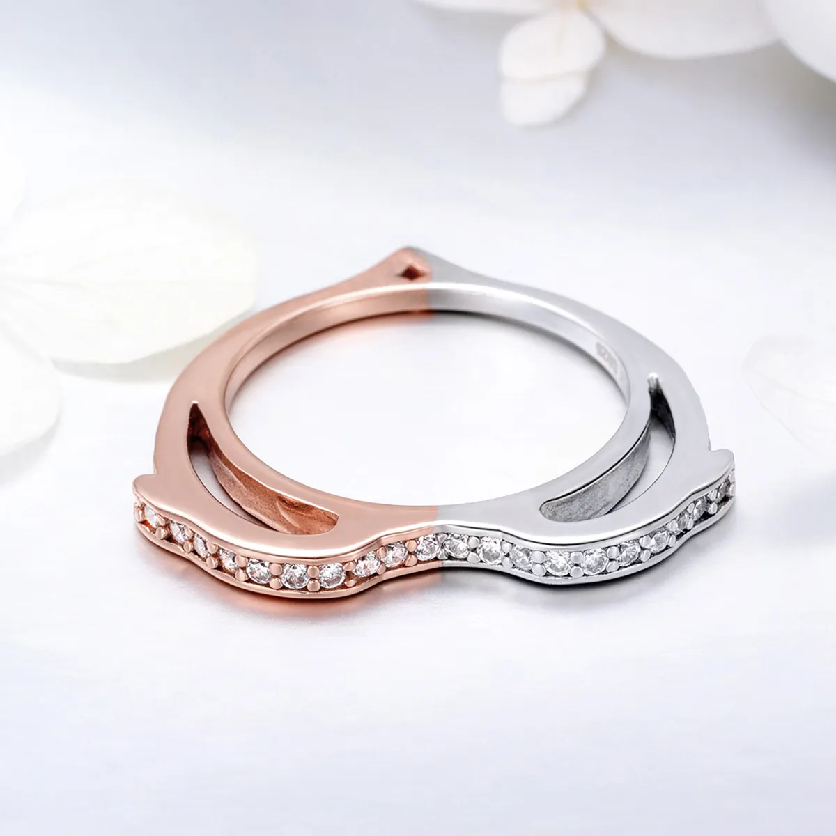 Pandora Style Silver & Rose Gold Ocean Spirit Ring - SCR418