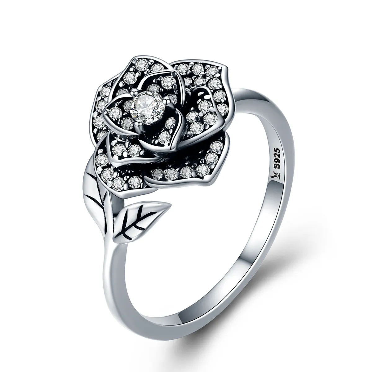 pandora style silver rose love ring scr382