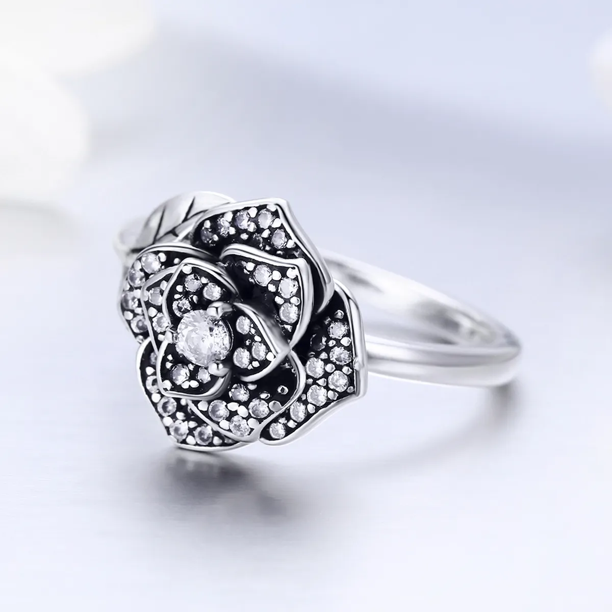 Pandora Style Silver Rose Love Ring - SCR382