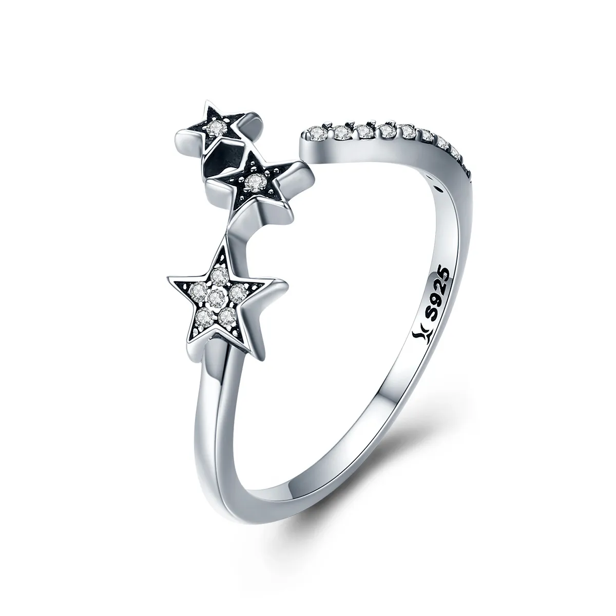 pandora style silver star wish ring scr312
