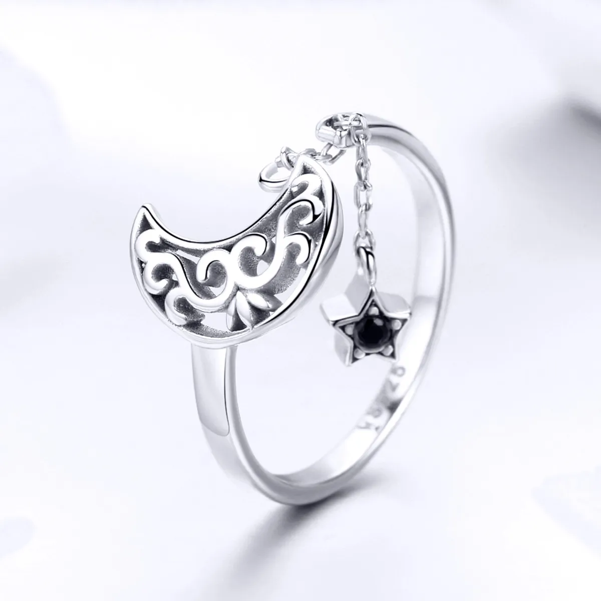 Pandora Style Silver Starlight Moon Ring - SCR479